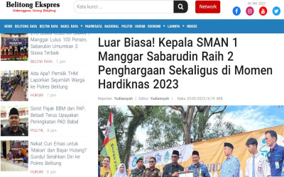 Luar Biasa! Kepala SMAN 1 Manggar Sabarudin Raih 2 Penghargaan Sekaligus di Momen Hardiknas 2023