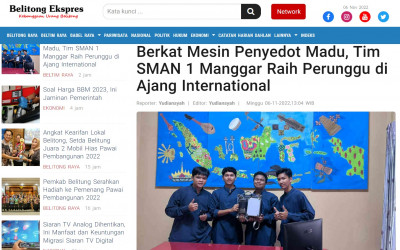 Berkat Mesin Penyedot Madu, Tim SMAN 1 Manggar Raih Perunggu di Ajang International