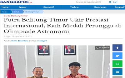 Putra Belitung Timur Ukir Prestasi Internasional, Raih Medali Perunggu di Olimpiade Astronomi