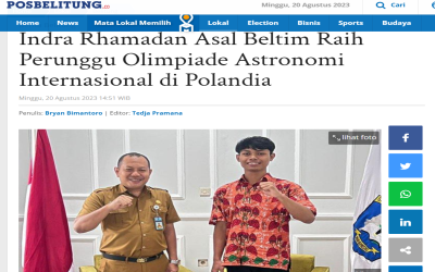 Indra Rhamadan Asal Beltim Raih Perunggu Olimpiade Astronomi Internasional di Polandia