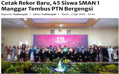 Cetak Rekor Baru, 45 Siswa SMAN 1 Manggar Tembus PTN Bergengsi