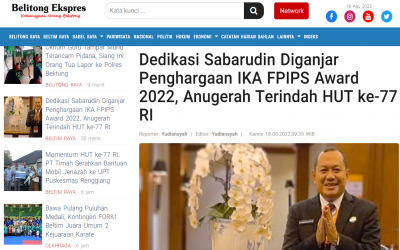 Dedikasi Sabarudin Diganjar Penghargaan IKA FPIPS Award 2022, Anugerah Terindah HUT ke-77 RI